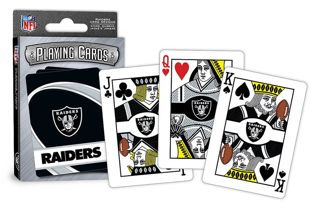 NFL playing cards featuring Las Vegas Raiders logo and colors for official team support