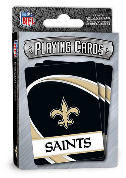 NFL licensed New Orleans Saints playing cards in packaging for NFL playing cards