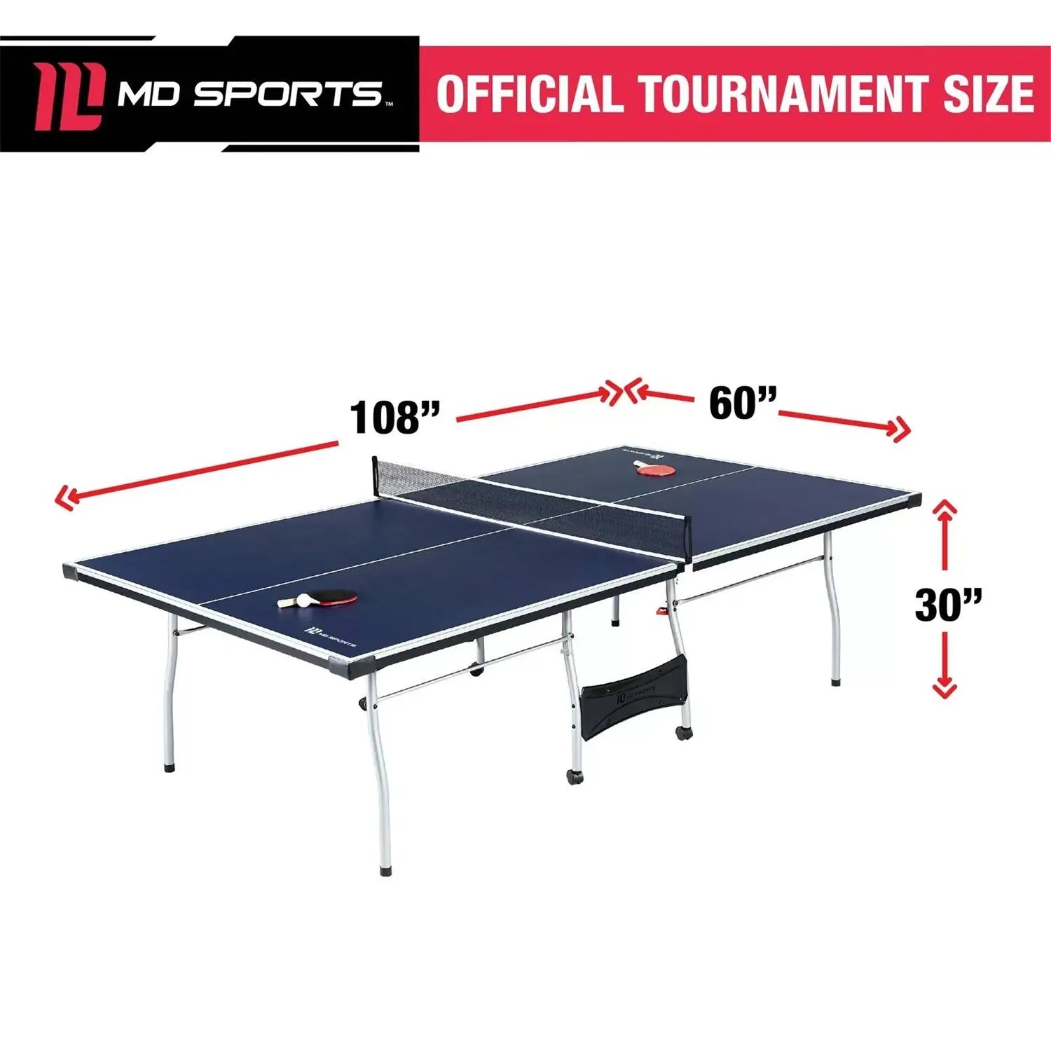 Official Size Blue Ping Pong Table Tennis Set with Net 2 Balls and 2 Paddles - Accents > Game Room