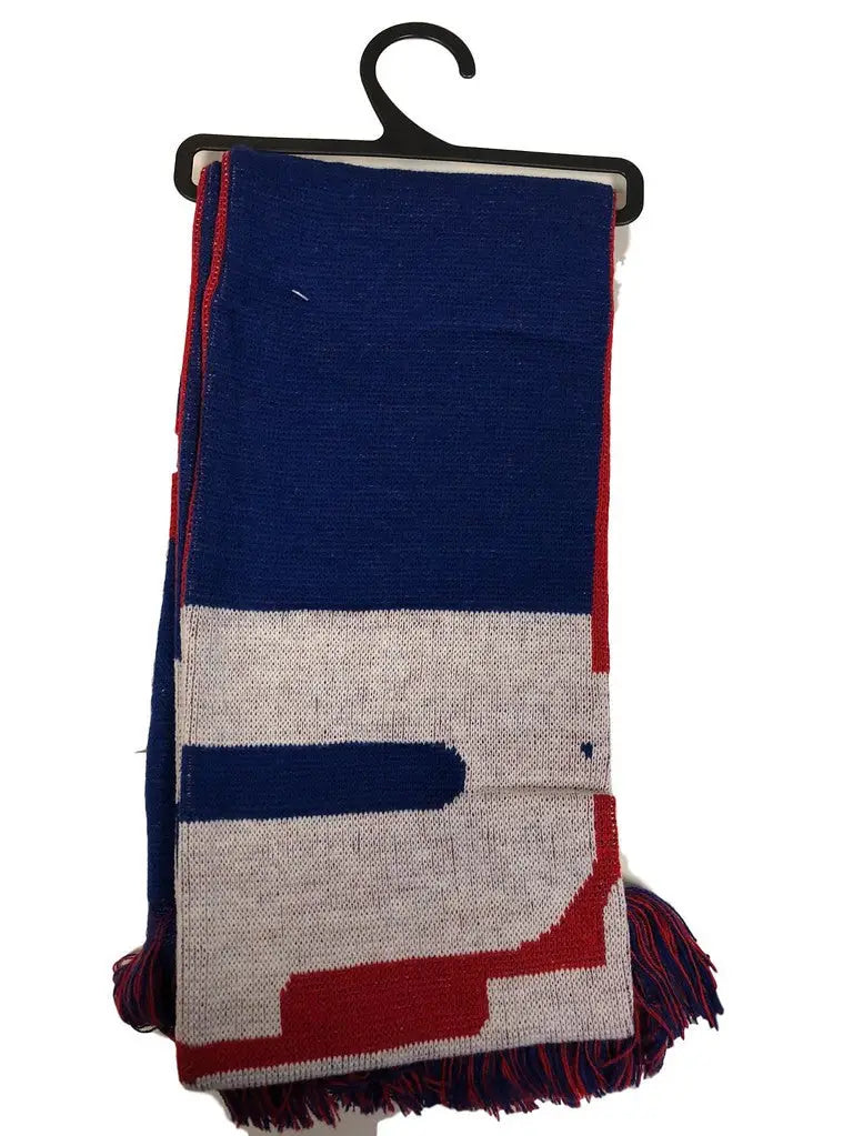 Knitted Officially Licensed NFL Colorblock Big Logo Scarf with red, white, and blue pattern