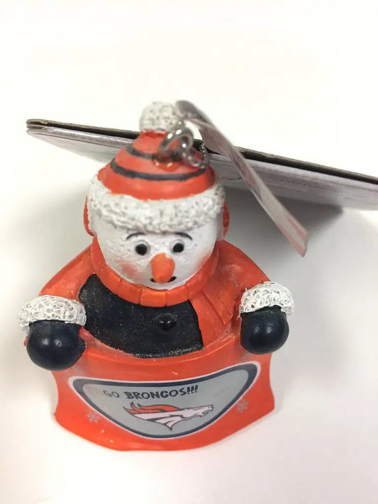 Santa Claus ornament with Denver Broncos logo, officially licensed NFL holiday decor