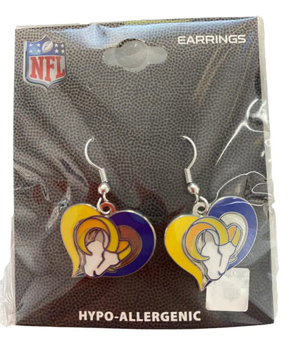 Officially Licensed NFL Swirl Heart Earrings featuring Los Angeles Rams logo