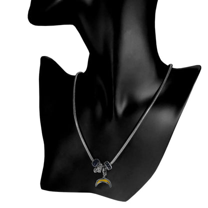 Crescent moon pendant bead necklace featuring decorative beads for NFL fans