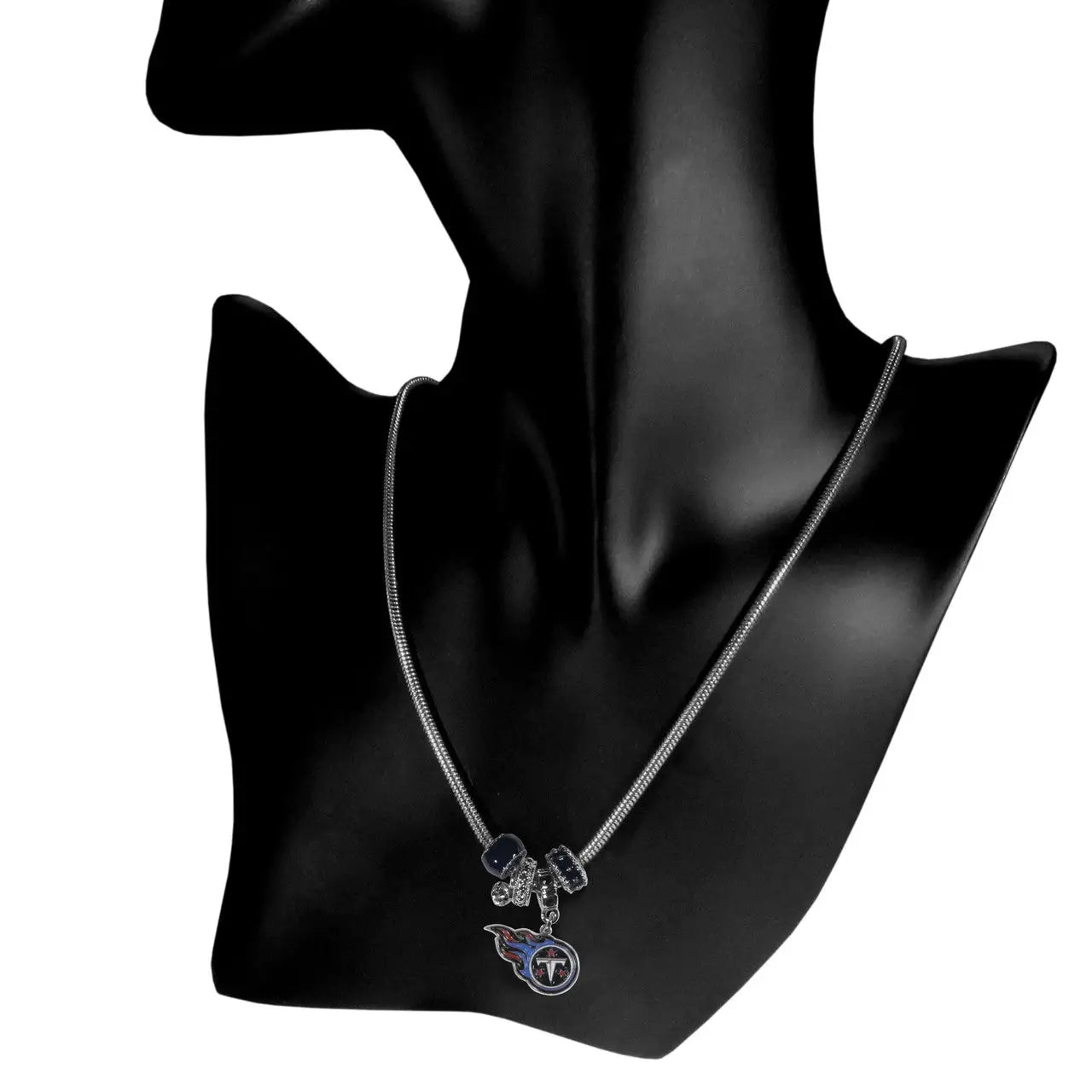 Officially Licensed NFL Team Euro Bead Necklace with Tennessee Titans logo pendant