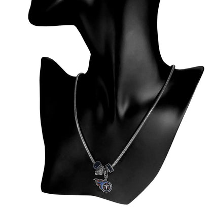Officially Licensed NFL Team Euro Bead Necklace with Tennessee Titans logo pendant
