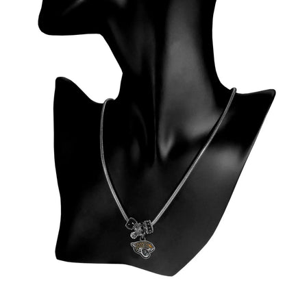 Officially Licensed NFL Team Euro Bead Necklace with pendant charms on black bust display