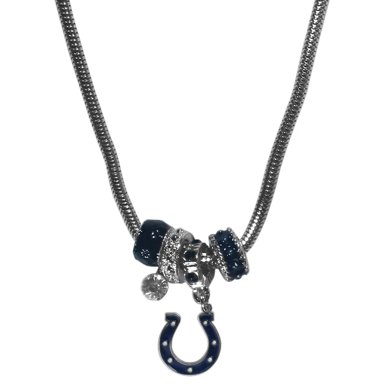 Silver bead necklace with horseshoe charm and decorative beads from NFL Team Collection