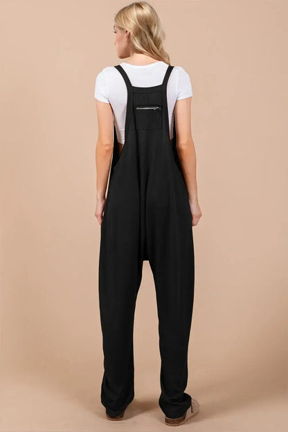 Oh Full Size V-Neck Wide Strap Overalls with Pockets - Overalls with Pockets