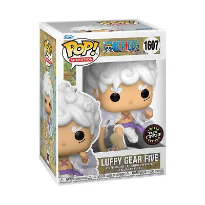 One Piece Luffy Gear Five CHASE Funko Pop! Vinyl #1607 in its box displayed