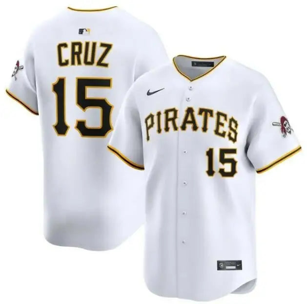 White baseball jersey featuring Pittsburgh Pirates and Nike branding