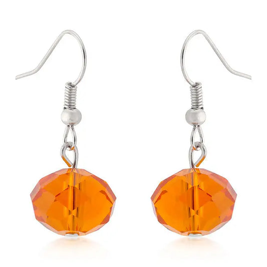 Orange Faceted Bead Earrings - Earrings