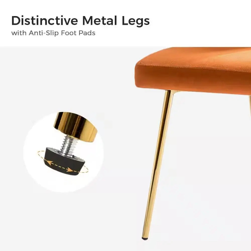 Orange Velvet Upholstered Wingback Accent Side Chair with Gold Metal Legs - Living Room > Accent Chairs