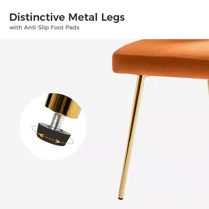 Orange Velvet Upholstered Wingback Accent Side Chair with Gold Metal Legs - Living Room > Accent Chairs