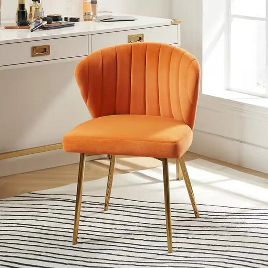 Orange Velvet Upholstered Wingback Accent Side Chair with Gold Metal Legs - Living Room > Accent Chairs