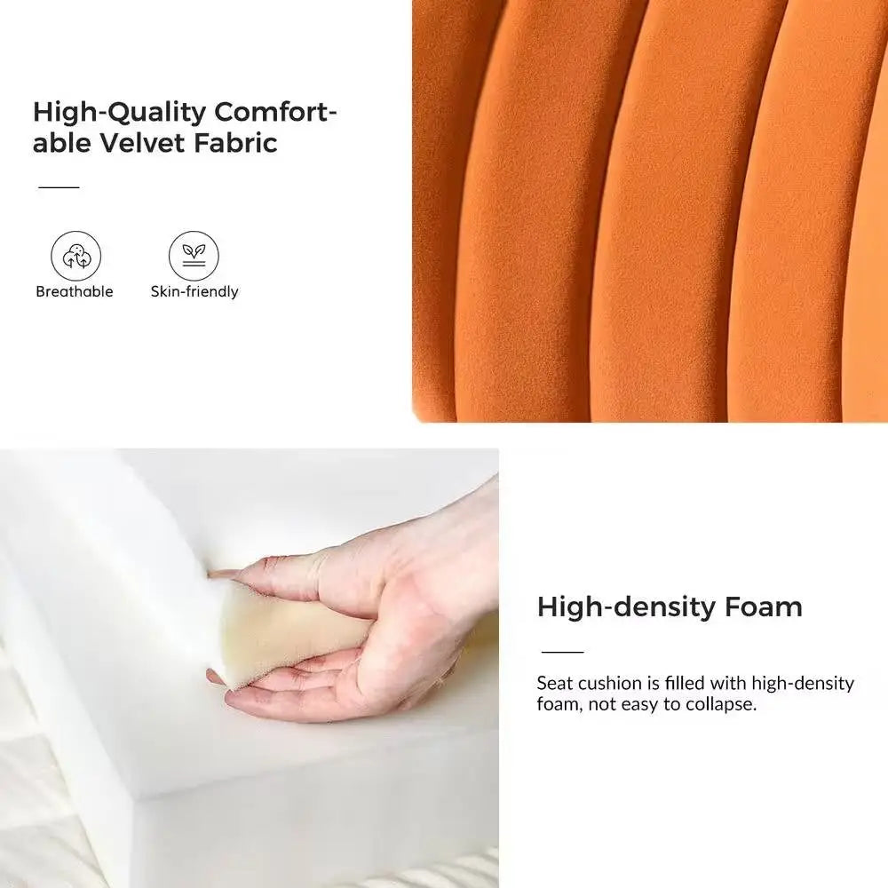 Orange Velvet Upholstered Wingback Accent Side Chair with Gold Metal Legs - Living Room > Accent Chairs