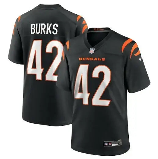 Black Cincinnati Bengals football jersey with number 42 from Oren Burks Nike Team Game Jersey