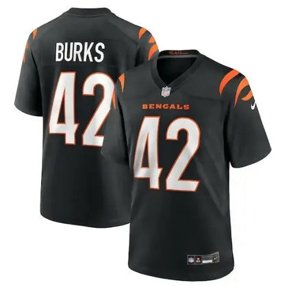 Black Cincinnati Bengals football jersey with number 42 from Oren Burks Nike Team Game Jersey
