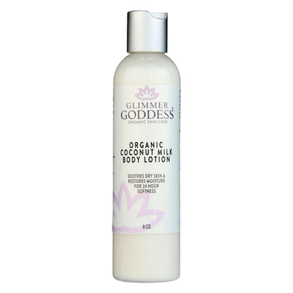 White lotion bottle with silver cap for Organic Coconut Milk Body Lotion for soft skin