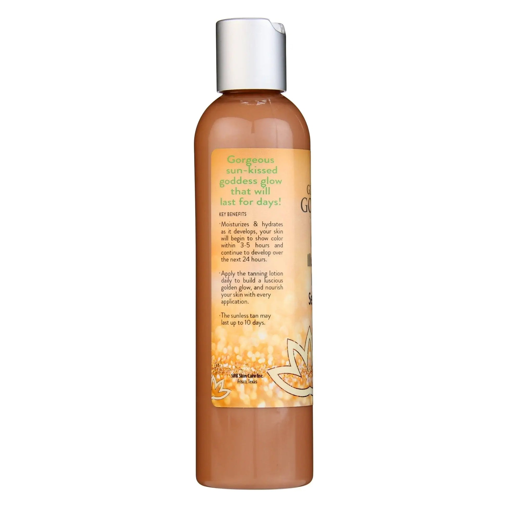 Organic Self Tanning Lotion with flip-top cap featuring a chemical-free formula for a goddess glow