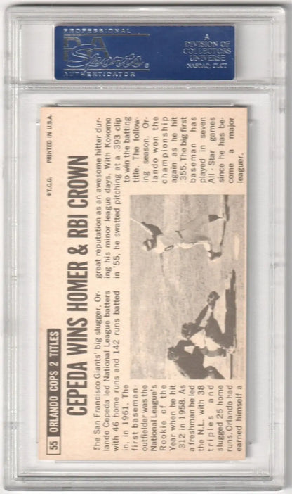Graded Orlando Cepeda 1964 Topps Giants baseball card in Columbia Hobby PSA 8 NM-MT