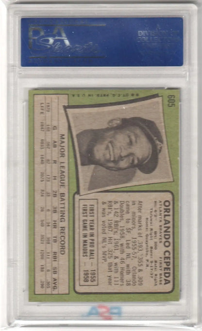 Graded Orlando Cepeda 1971 Topps baseball card in display case, ideal for collectors