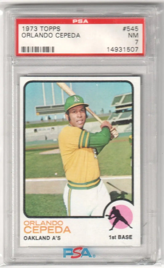 Graded 1973 Topps Orlando Cepeda baseball card PSA 7 NM from Columbia Hobby eBay