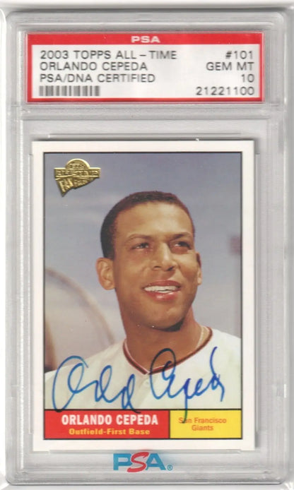 Orlando Cepeda signed baseball card GEM MINT PSA 10 from 2003 Tops All-Time collection