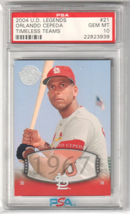 Graded Orlando Cepeda 2004 Upper Deck card in PSA 10 condition for Columbia Hobby collectors