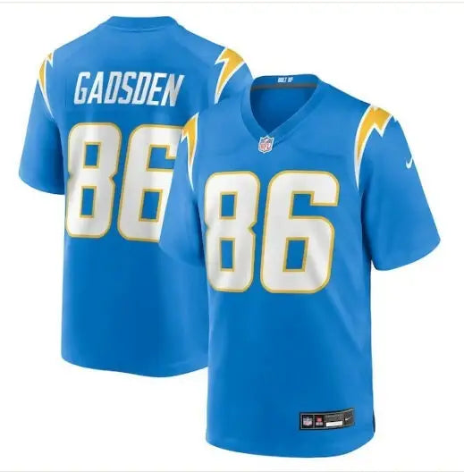 Light blue Los Angeles Chargers football jersey with number 86 and GADSDEN on back
