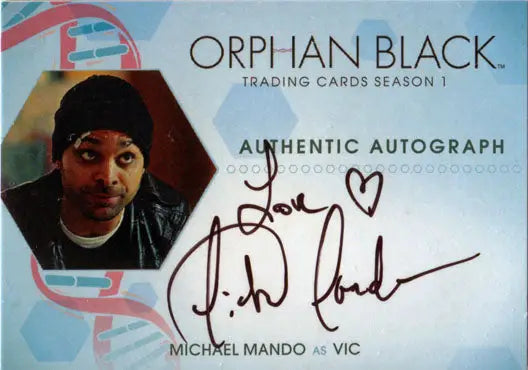 Autographed trading card of Michael Mando as Vic from Orphan Black Season 1