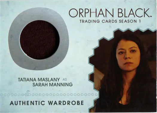 Orphan Black trading card featuring Tatiana Maslany as Sarah with fabric swatch