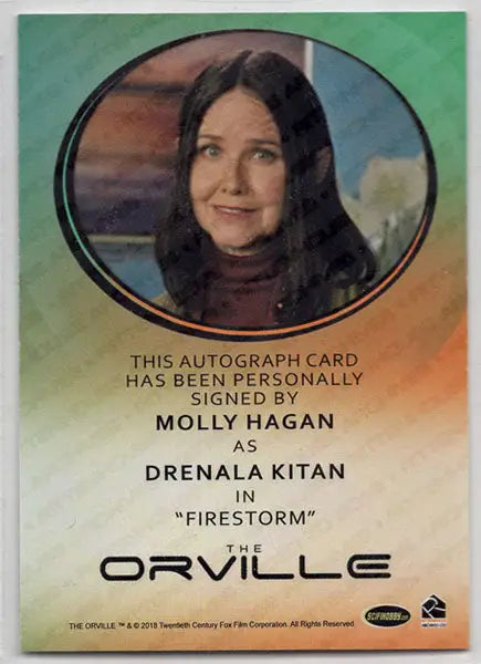 Autograph card of Molly Hagan as Drenala Kitan from The Orville series