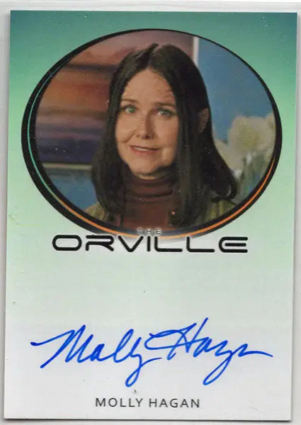 Autographed trading card of Molly Hagan as Drenala Kitan with Orville text below