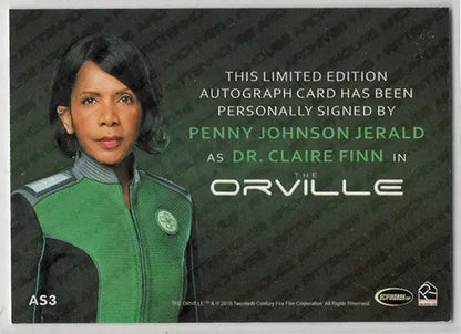 Autographed Silver Autograph Card of Penny Johnson Jerald as Dr. Claire Finn from The Orville