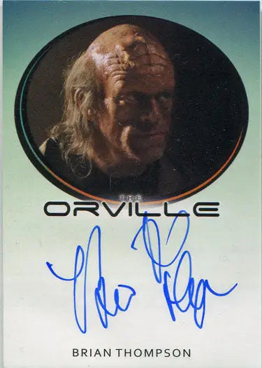 Autographed portrait card of Brian Thompson as Drogen from The Orville trading cards