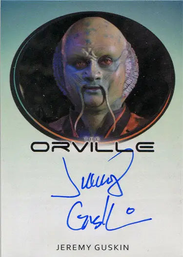 Autographed trading card of Jeremy Guskin as a Furry Alien from The Orville