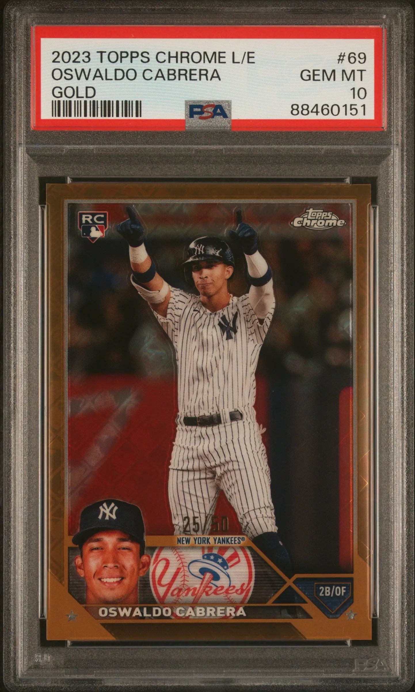 Oswaldo Cabrera 2023 Topps Chrome Logofractor Gold card GEM MT 10 image