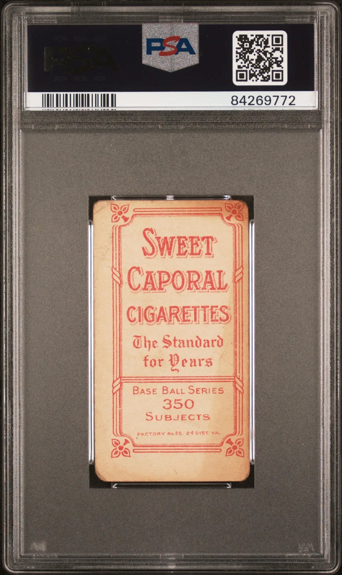 Vintage Otto Knabe 1909-11 T206 Sweet Caporal cigarette card in PSA holder