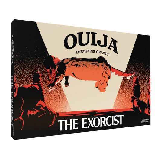 Ouija board themed after The Exorcist with horror artwork, perfect for trading cards collectors
