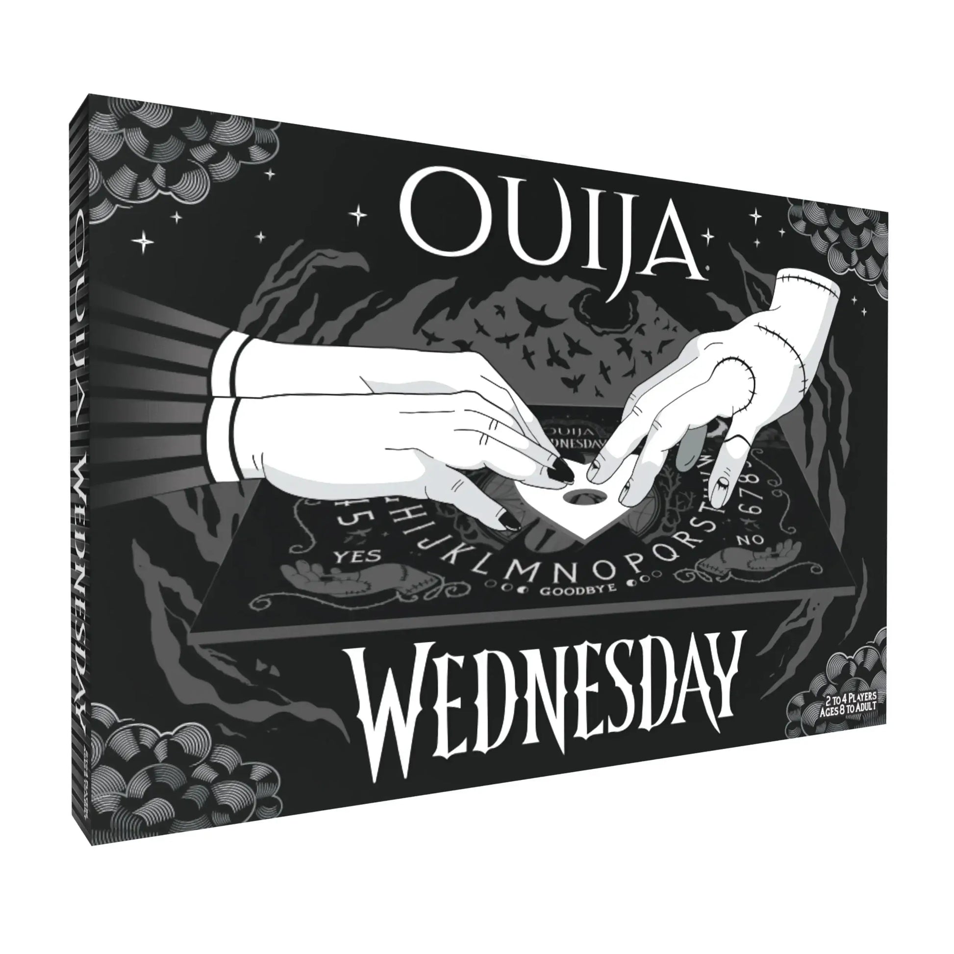 Promotional artwork of Ouija board with Wednesday branding for OUIJA Wednesday trading cards