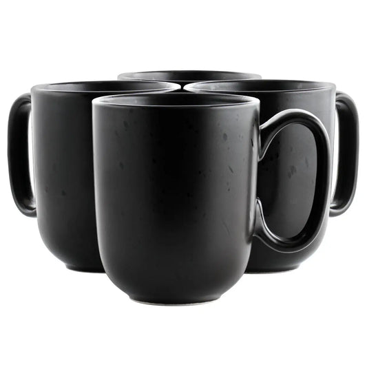 Our Table Landon 4 Piece 15 Ounce Round Stoneware Mug Set in Pepper - Cups
