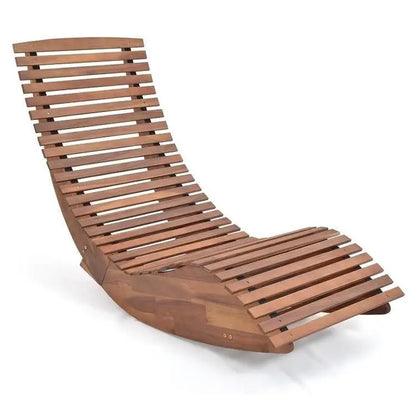 Outdoor Ergonomic Patio Wooden Rocking Chair Lounger - 360 lbs Max Weight - Garden Benches