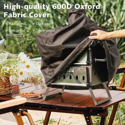 Outdoor Pizza Oven with Anti-scalding Handles and Foldable Legs-Black - Color:Black - Outdoor Oven