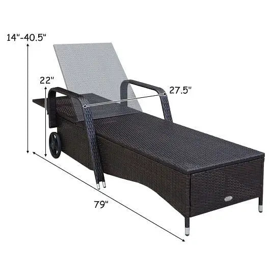Outdoor Recliner Cushioned Chaise Lounge with Adjustable Backrest - Color:White - Outdoor Chaise Lounges