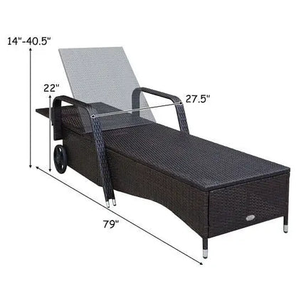 Outdoor Recliner Cushioned Chaise Lounge with Adjustable Backrest - Color:White - Outdoor Chaise Lounges