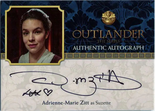 Autograph card of Suzette from Outlander Season 2 featuring portrait and signature