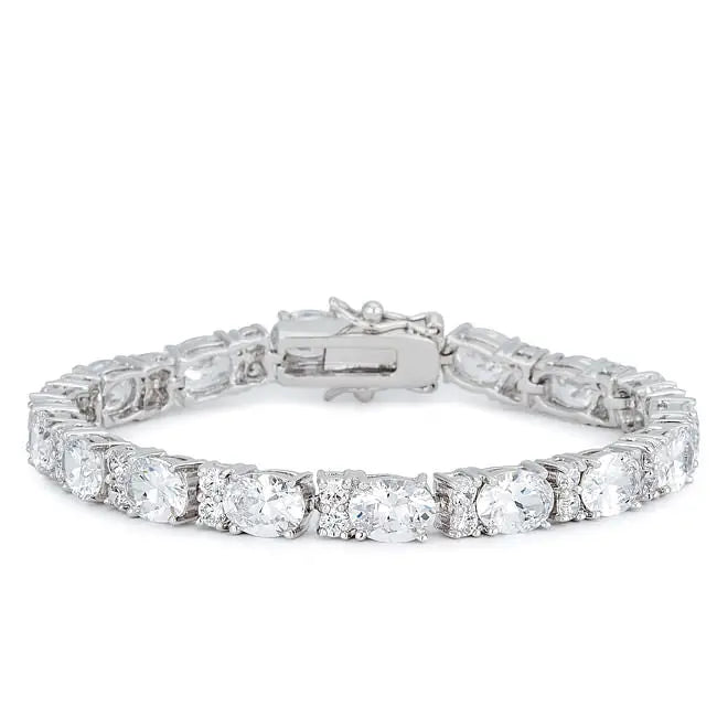 Oversized Oval Cubic Zirconia Tennis Bracelet - Bracelets
