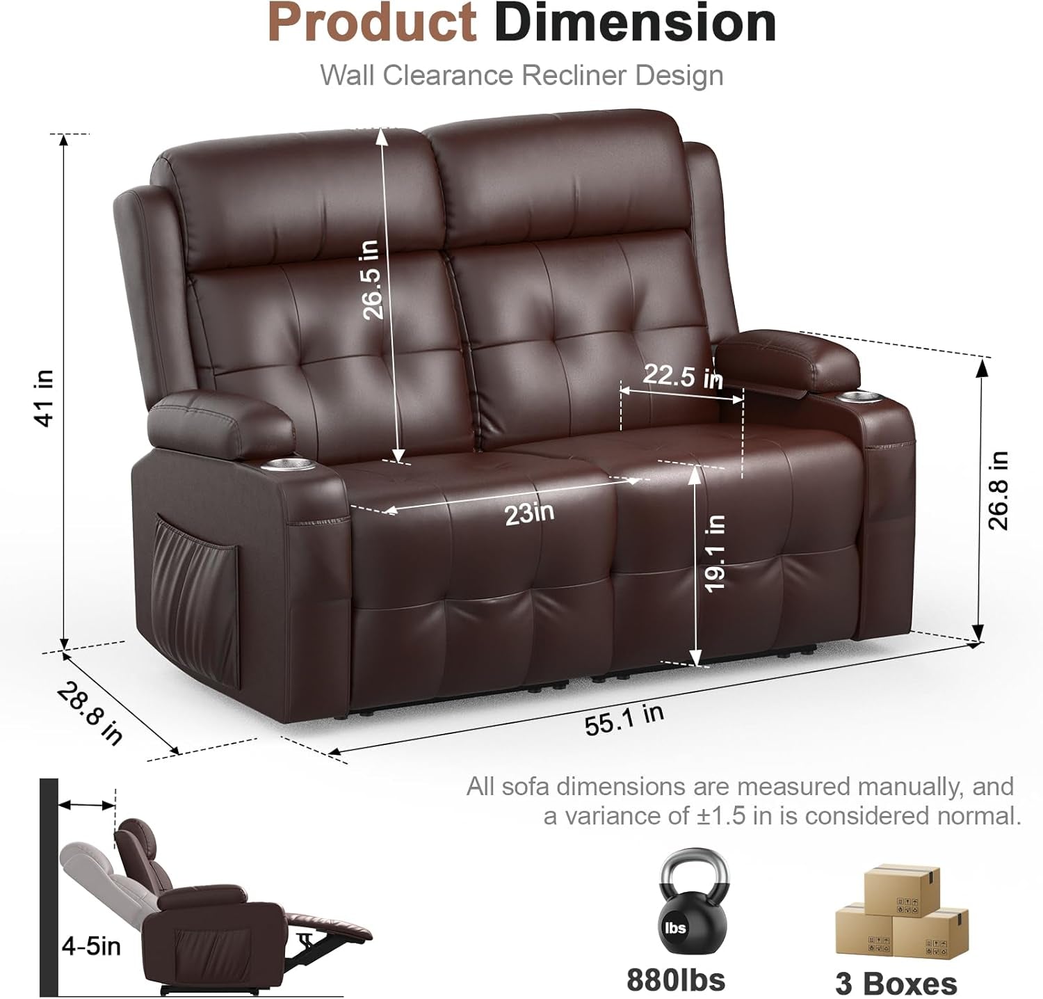 Oversized Recliner Loveseat with Cup Holders and Storage-1