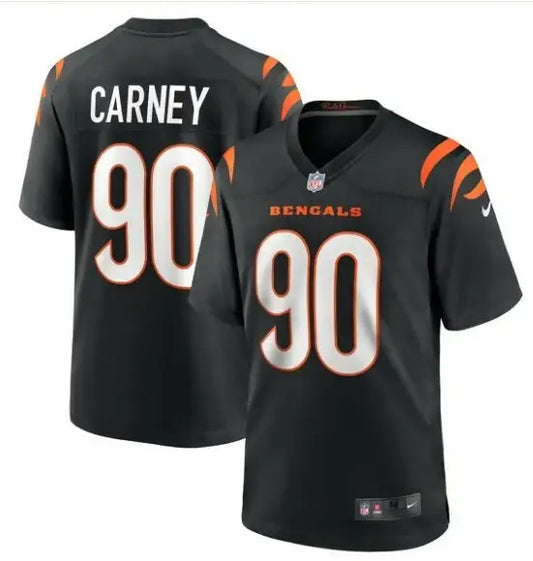 Black Cincinnati Bengals Owen Carney Nike home game player jersey with number 90