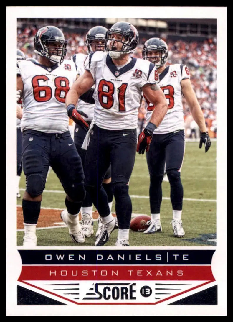 Owen Daniels 2013 Score football trading card from Houston Texans product display
